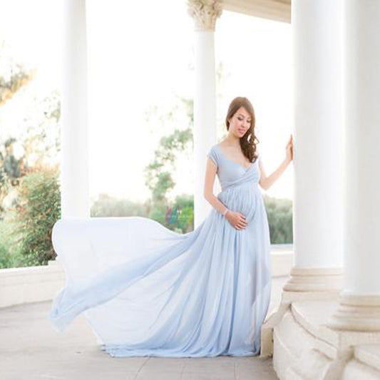 Boho Chiffon Train Maternity Photoshoot Gown