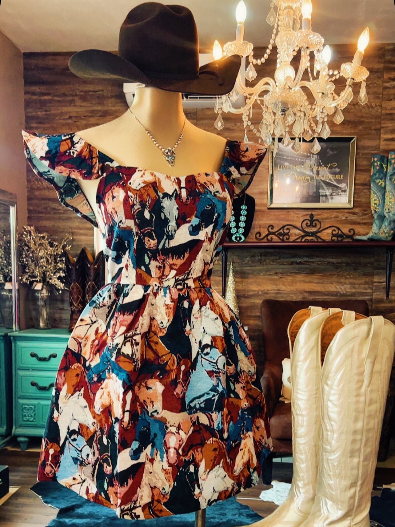 Wild Spirit Horse Print Western Mini Dress