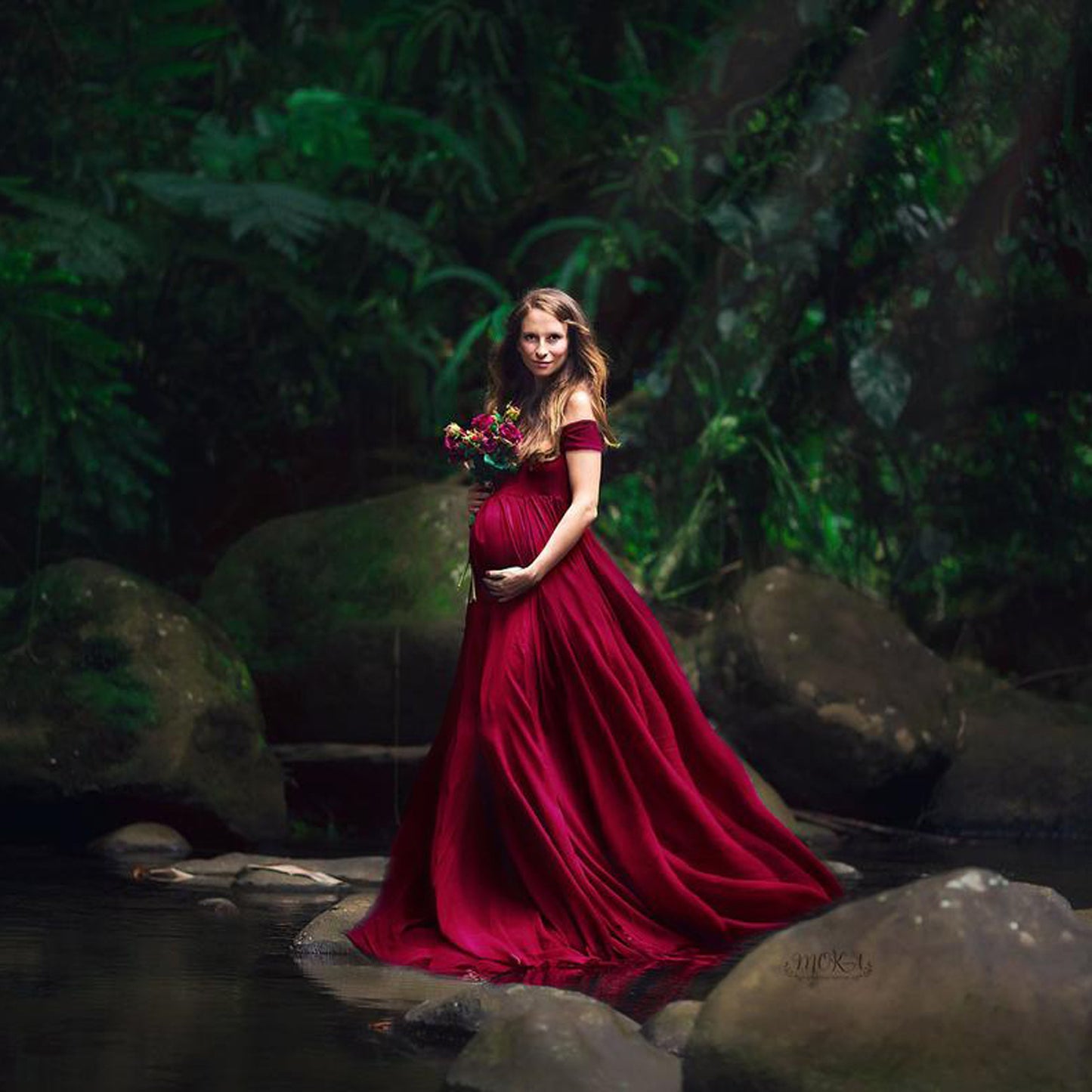 Boho Chiffon Train Maternity Photoshoot Gown