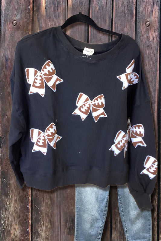 Football Bow Embellished Sweatshirt