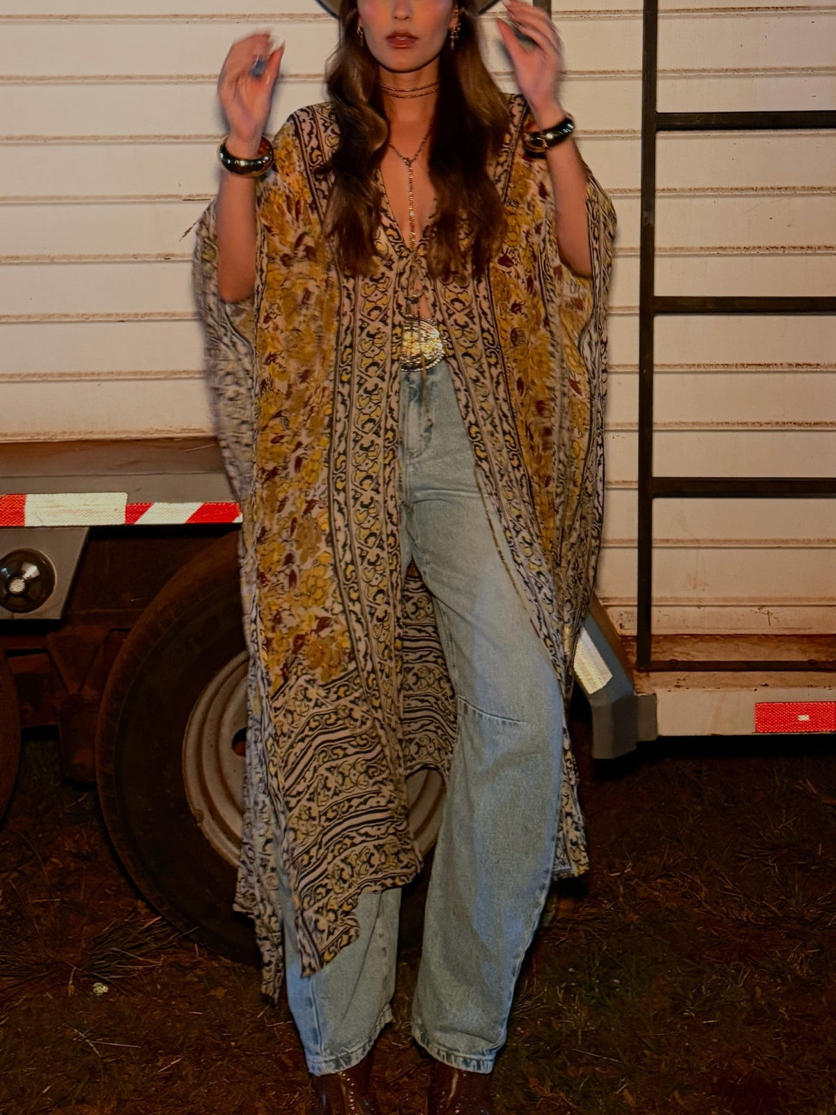 Multicolor Paisley Print Kimono