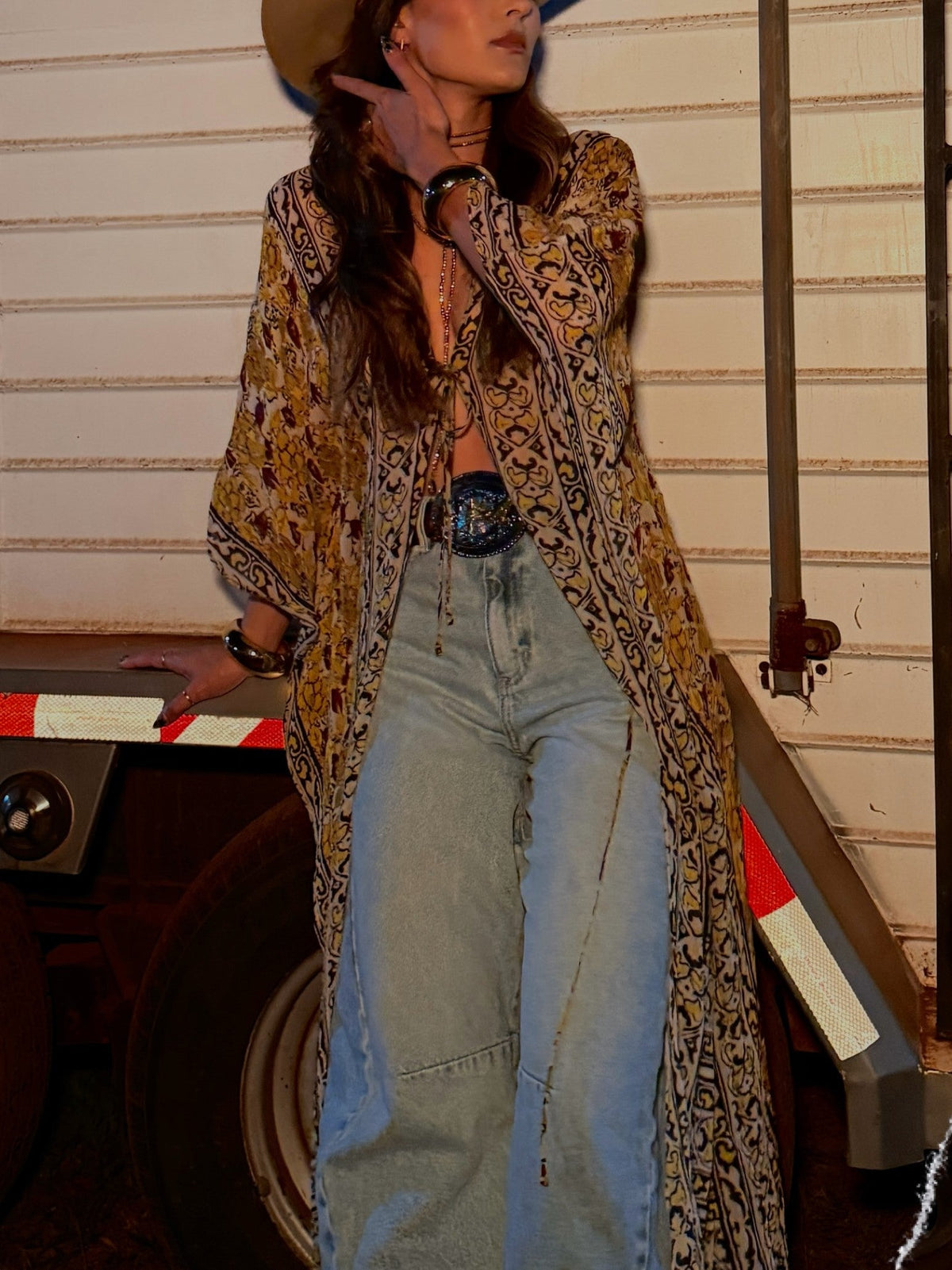 Multicolor Paisley Print Kimono