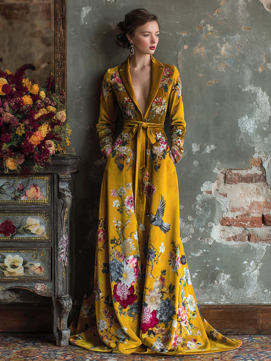 Autumn and winter elegant velvet robe (with belt)