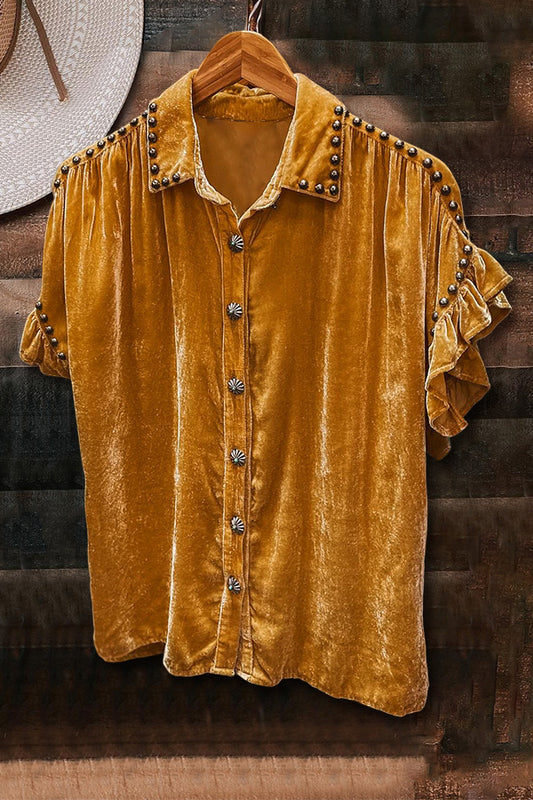 Velvet Metal Buttons Top