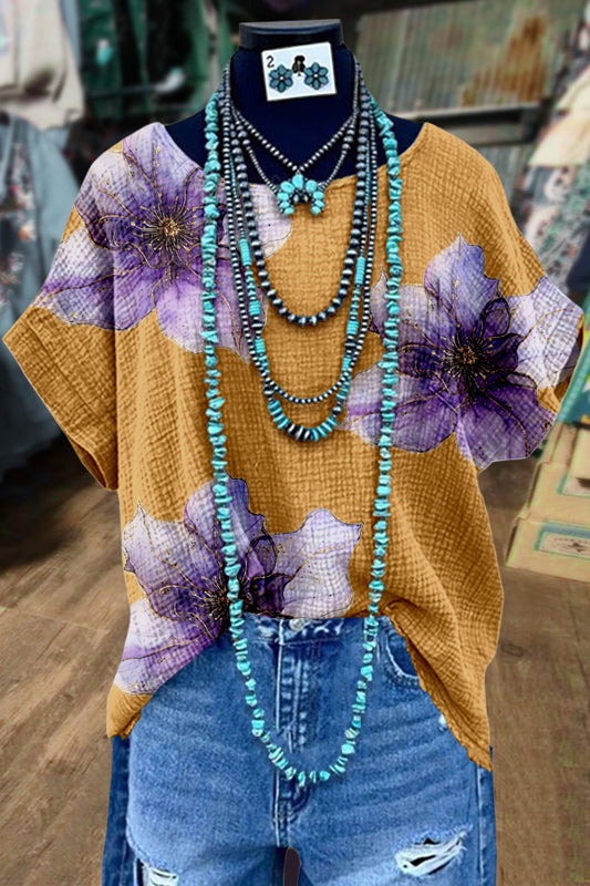 Chic Floral Print Dolman Sleeve Top