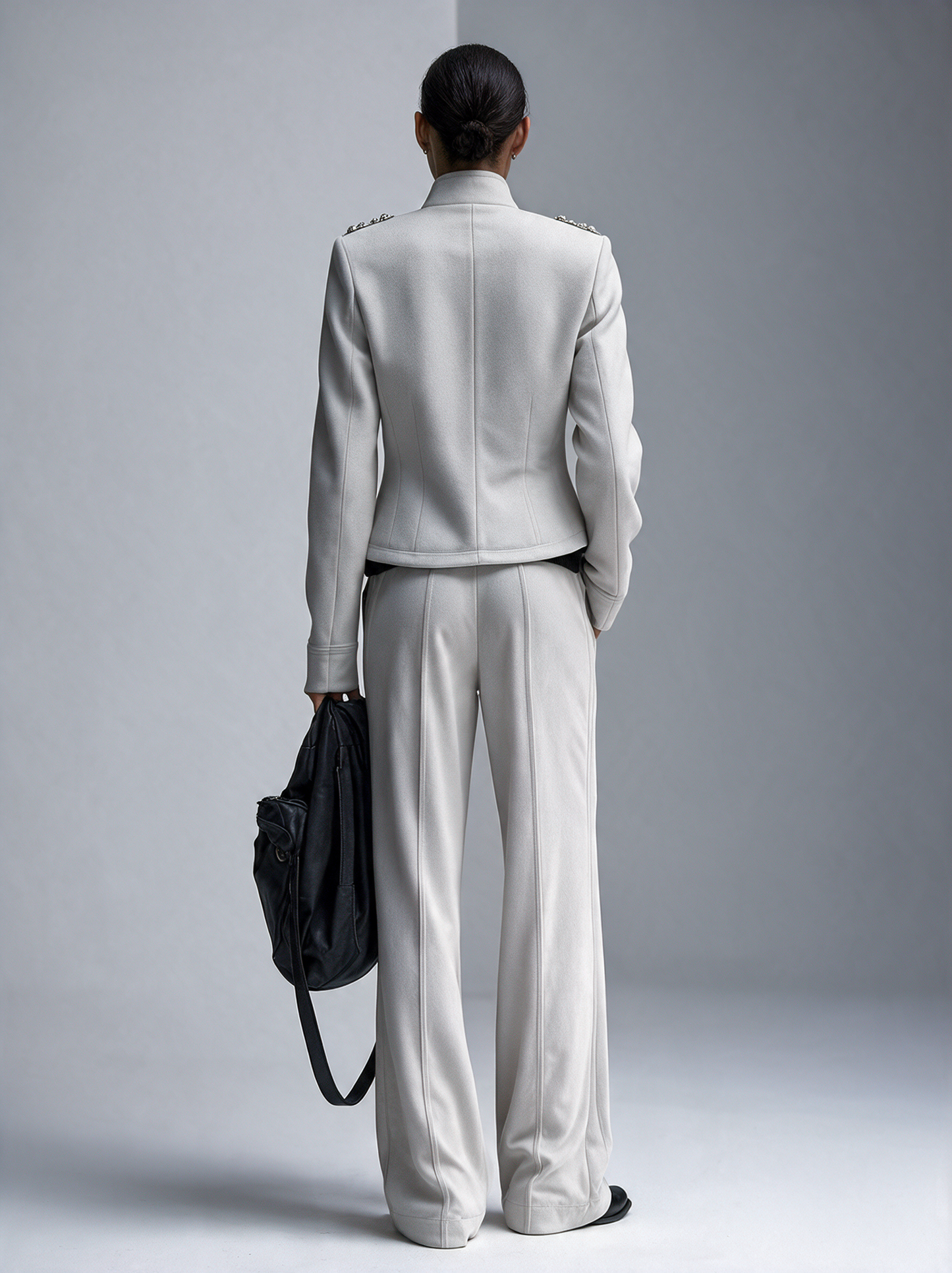Women's Military‑Inspired Stand‑Collar Cropped Jacket