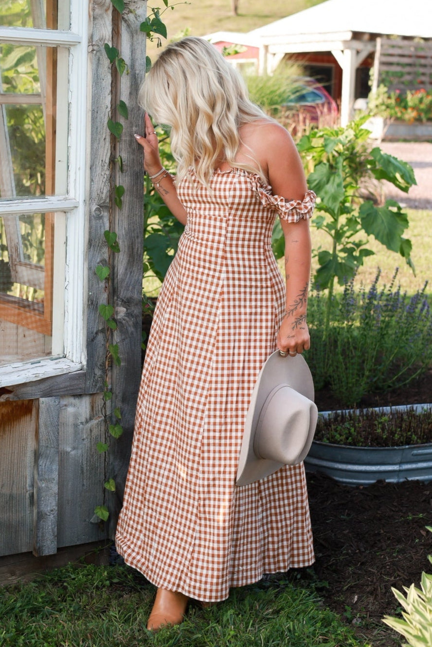 Honey Harvest Gingham Maxi
