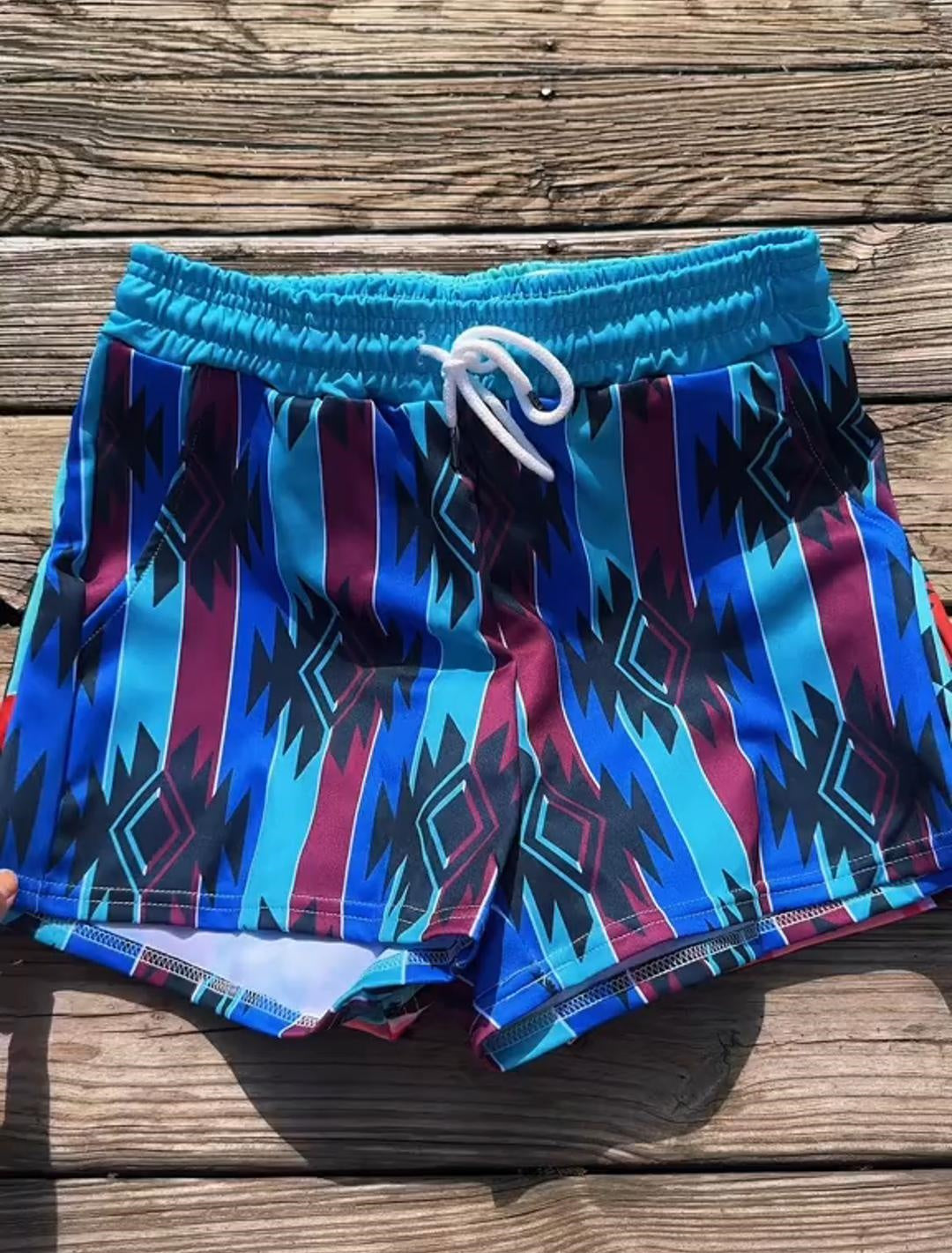 Western Summer Retro Print Shorts