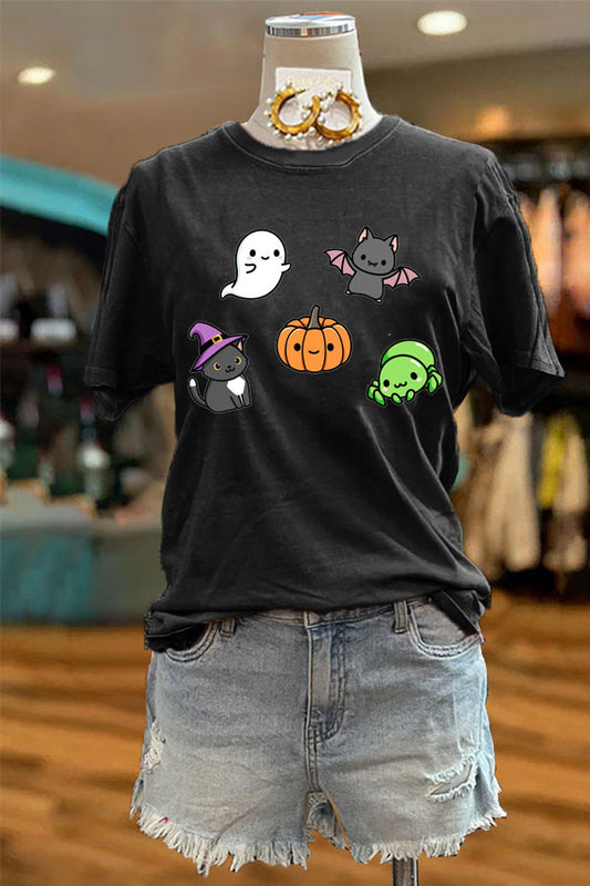 Casual Halloween Pumpkin Print T-shirt