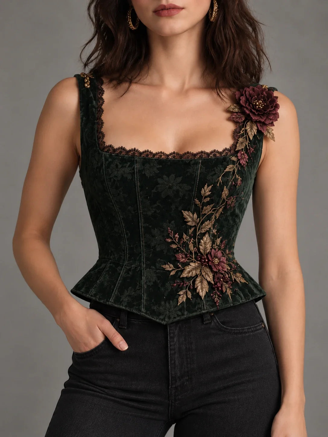 Evangeline Three-Way Floral Corset Top