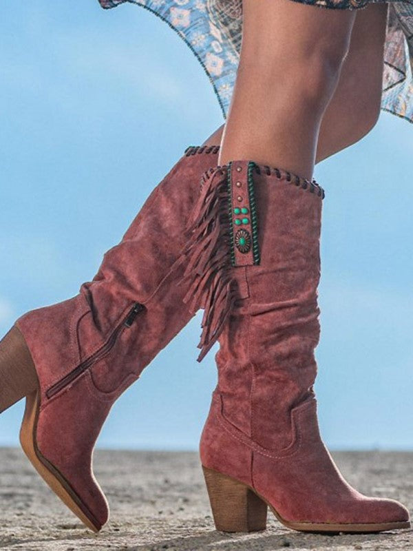 Fringed High Heel Women's Boots