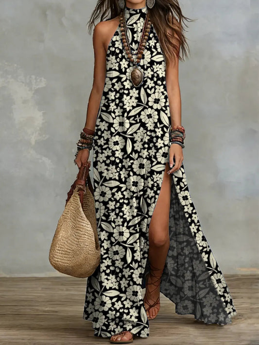 Women's Retro Floral Pattern Art Print Casual Stylish Dress