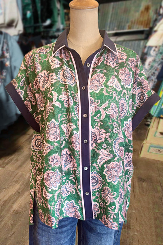 Floral Print Button Up Top