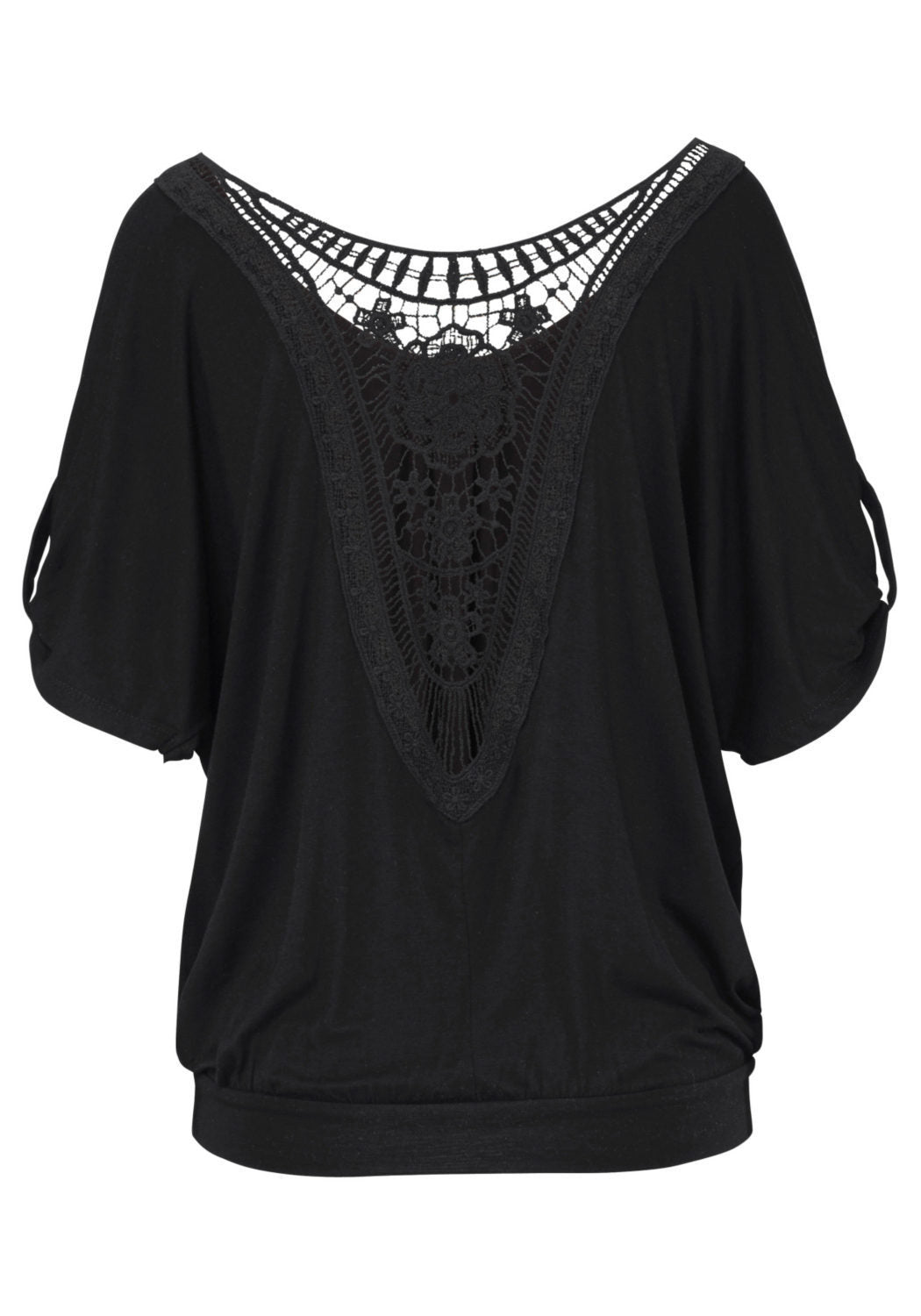 Boho V Neck Back Lace Batwing Sleeve Loose Top
