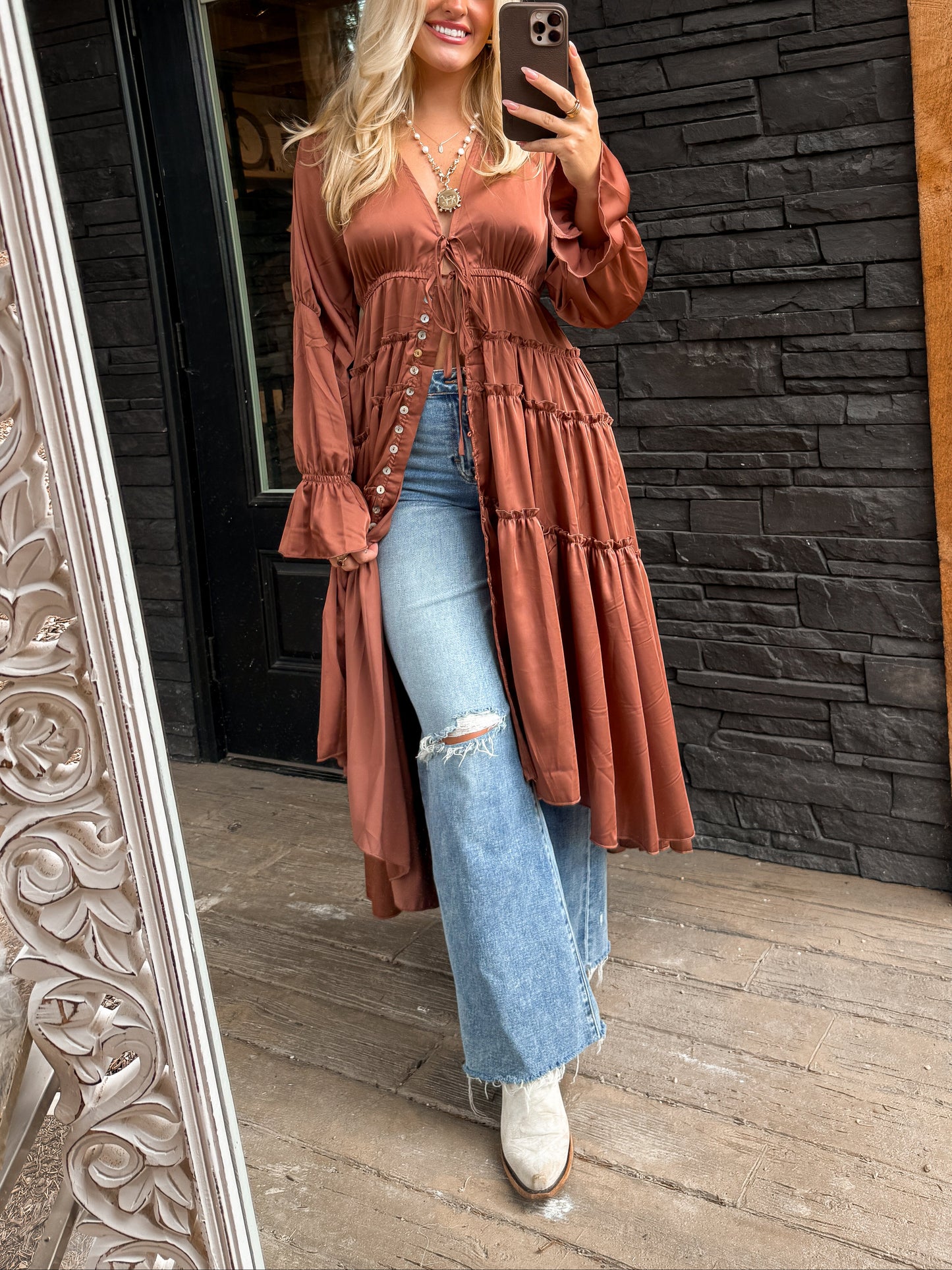 Folklore Duster Dress - Rust