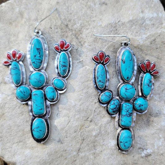 Retro Cactus Turquoise Earrings