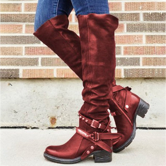 Belt Chunky Heel Boots