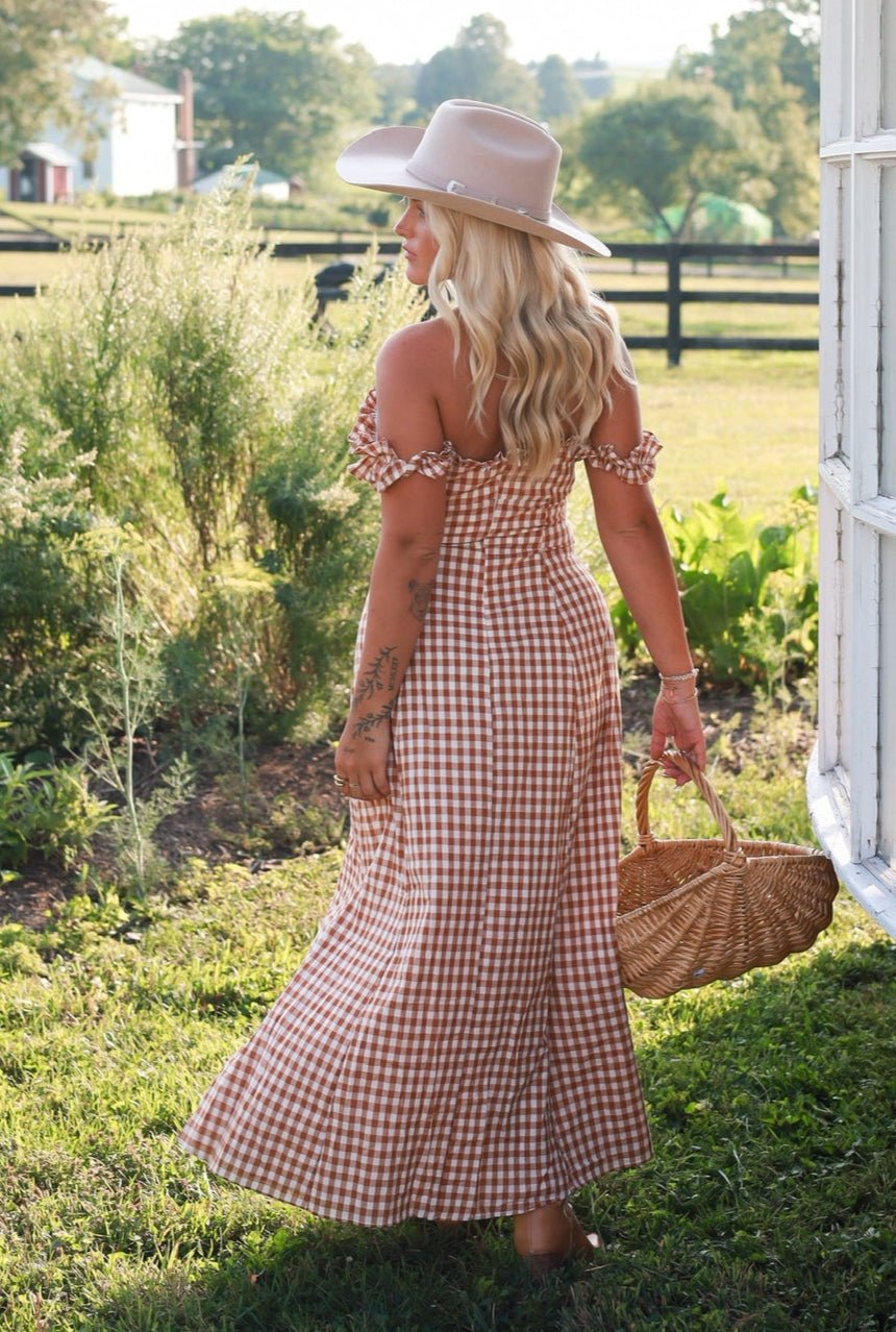 Honey Harvest Gingham Maxi
