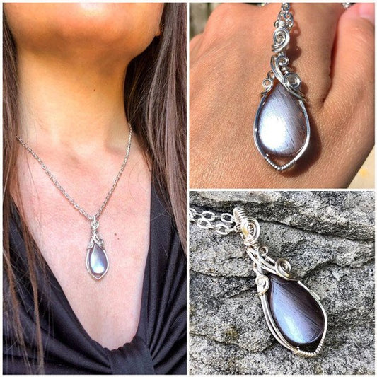 925 Teardrop Shaped Moonstone Pendant Necklace