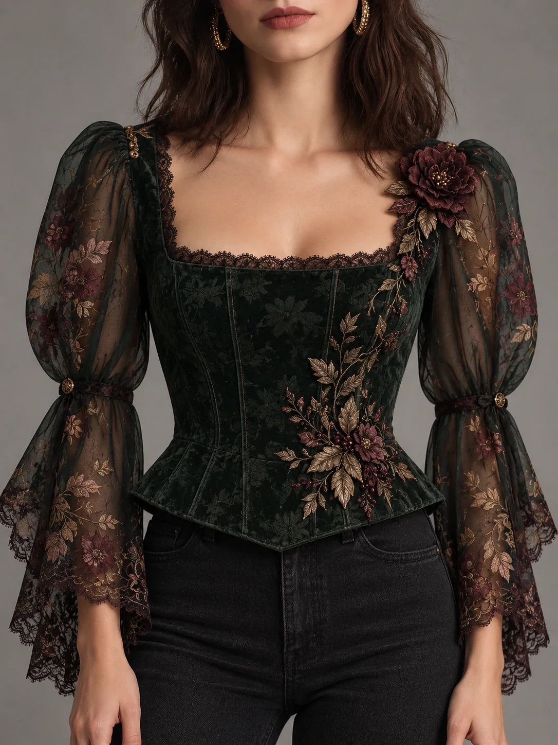 Evangeline Three-Way Floral Corset Top