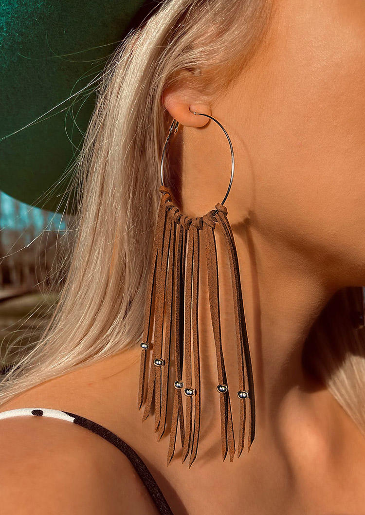 Bohemian Tassel Beading Hoop Earrings