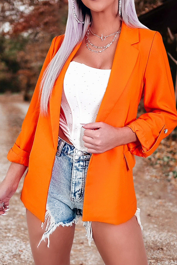 Casual Lapel Cuff Sleeve Blazer