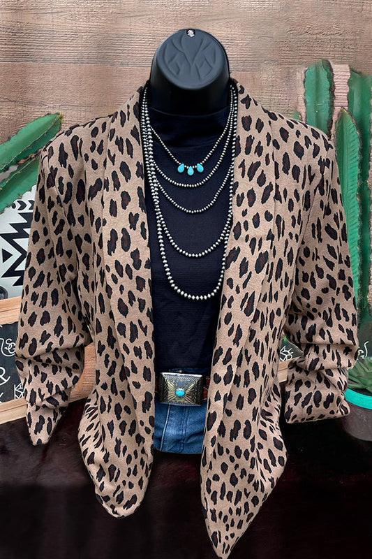 Vintage Leopard Print Lapel Blazer