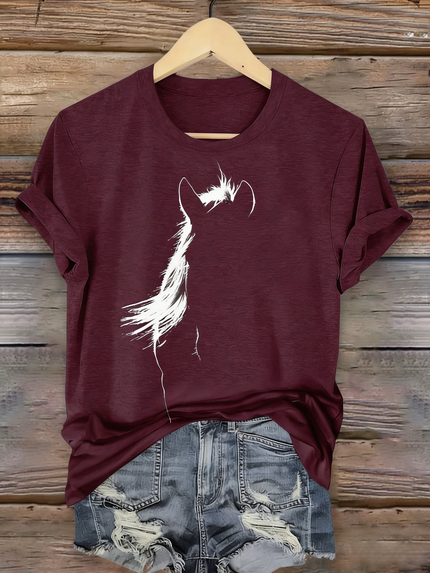 Silhouette Horse Art Print Printed T-shirt
