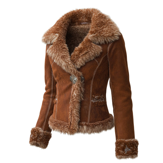 Women's Vintage Fur Collar Short Coat