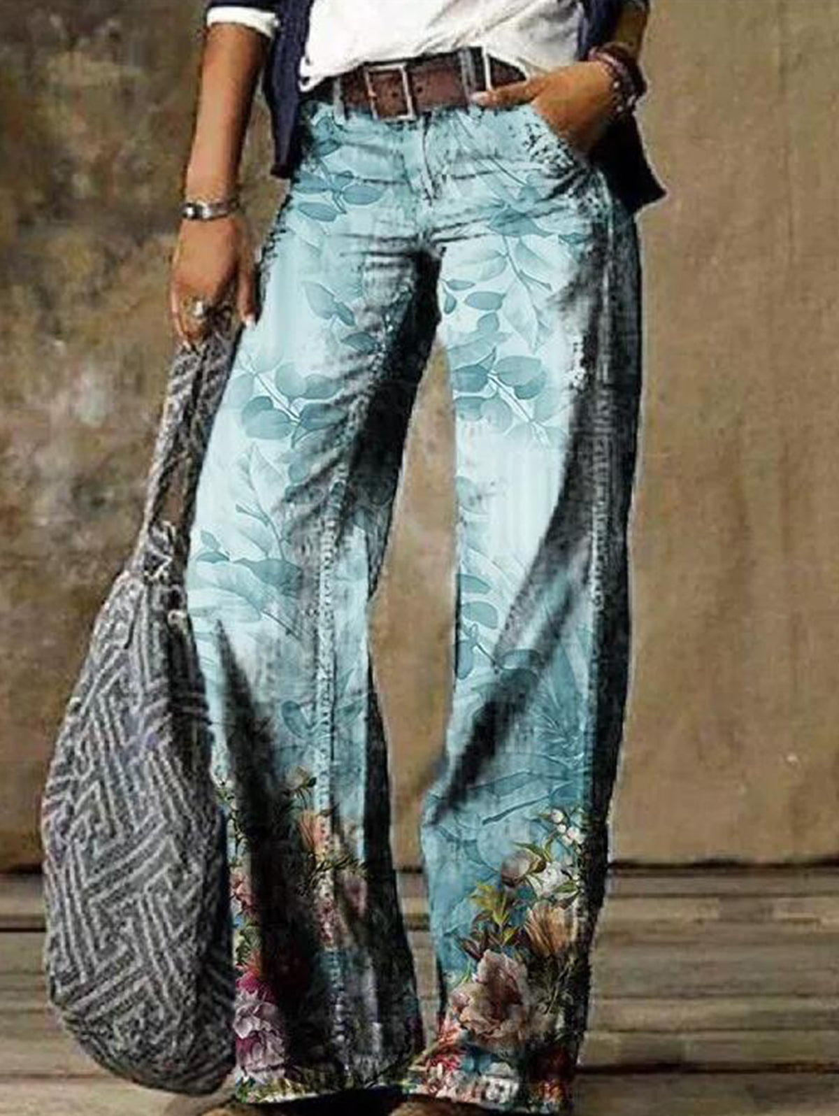 High Wasited Ombre Wide Leg Jeans