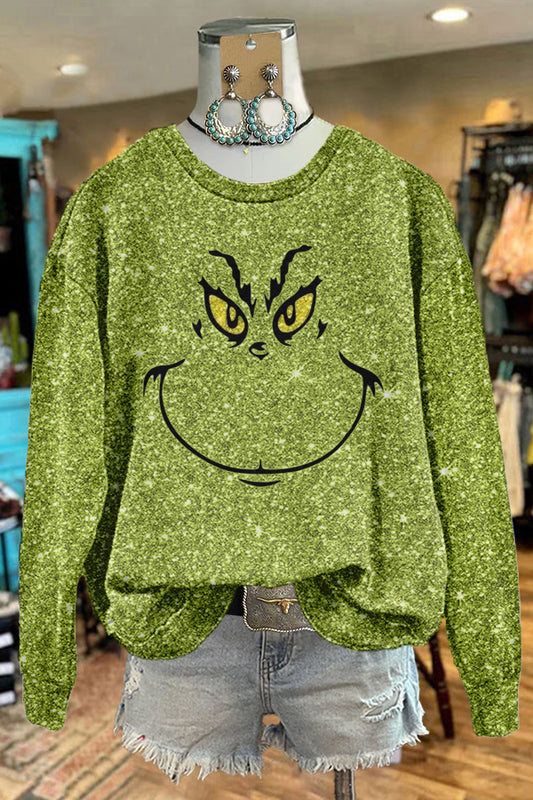 Shiny The Grinch Christmas Print Sweatshirt