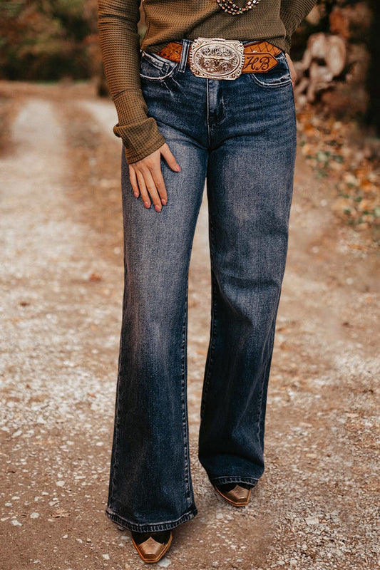 Vintage Washed Wide Leg Jeans