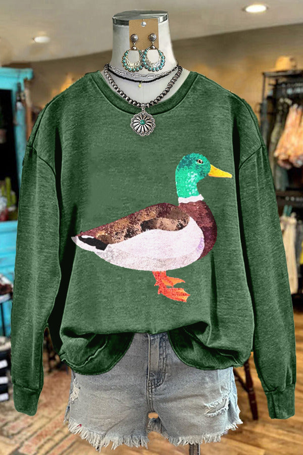 Cute Camping Duck Print Sweatshirt