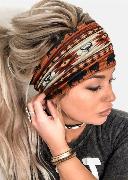 Aztec Geometric Steer Skull Buffalo Yoga Wide Headband – REFCOUNTRY