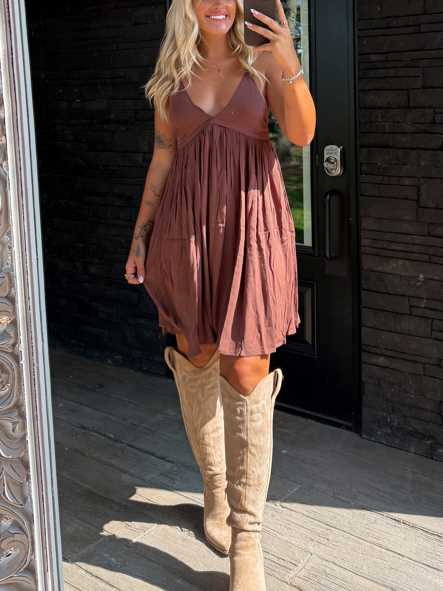 Willow Mini Dress - Mocha