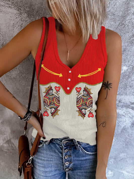 Women'S Western Retro Print Casual Tank Top