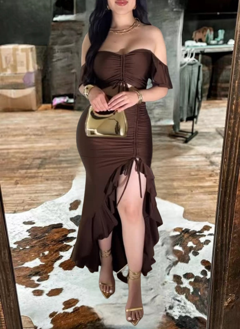 Western Charm Ruffle Cut-Out Dress