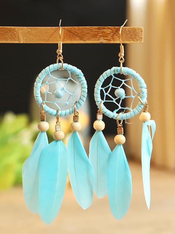 Dream Catcher Feather Handmade Earrings