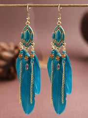 Vintage tassel feather earrings
