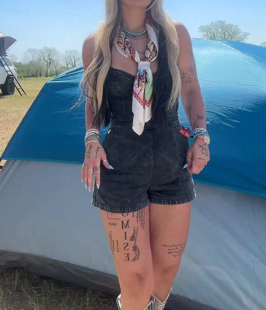 Sleeveless Backless Sexy Denim Romper