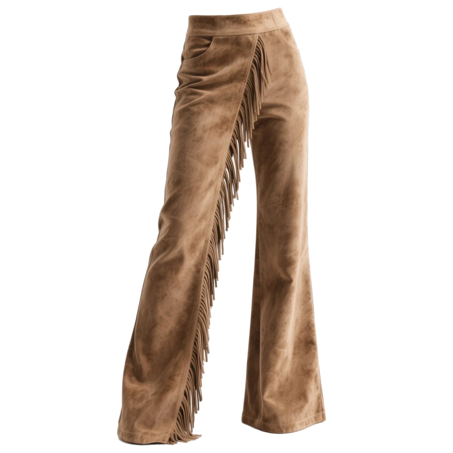 Vintage Western Women's Suede Tassel Flared Wide-Leg Pants