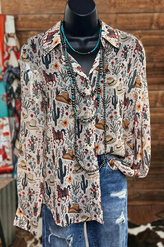 Cactus Western Print Shirt