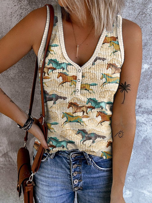 Women'S Western Retro Print Casual Tank Top