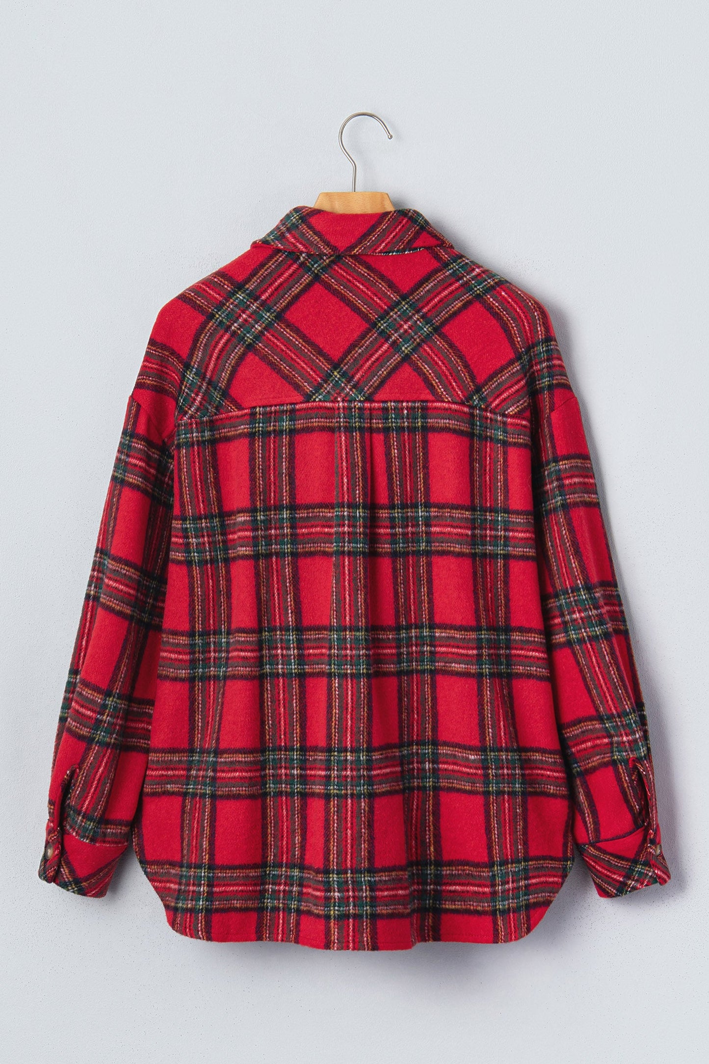 Red Plaid Button Front Shacket