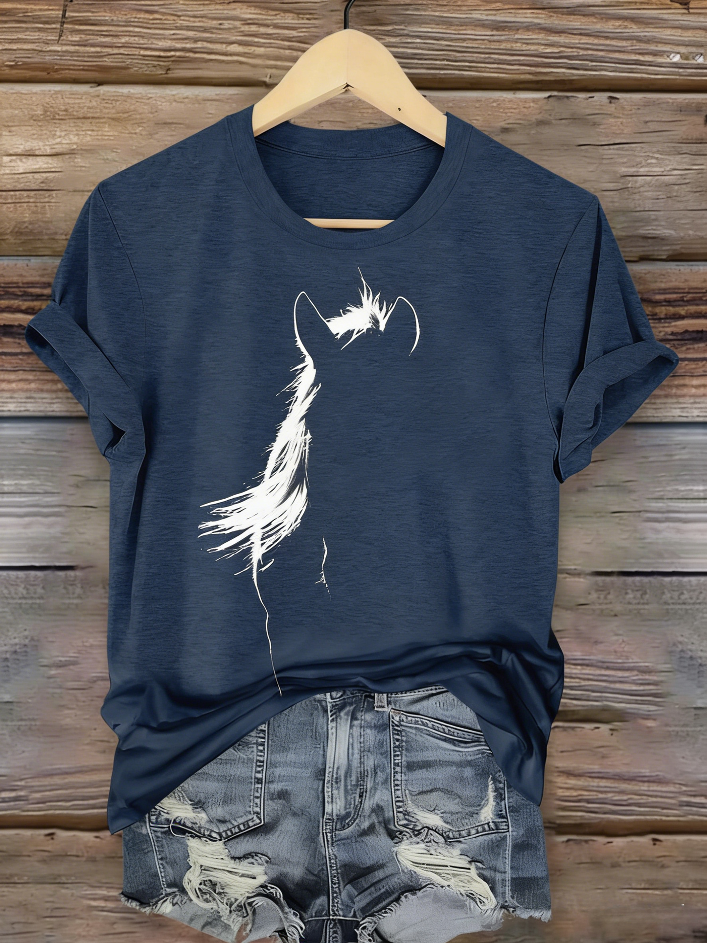 Silhouette Horse Art Print Printed T-shirt