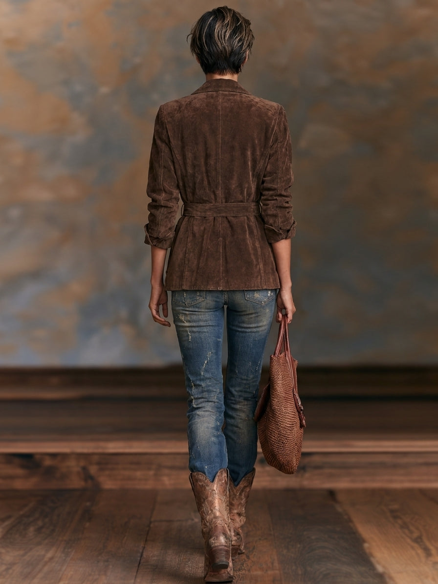Women's Vintage Suede Safari Jacket