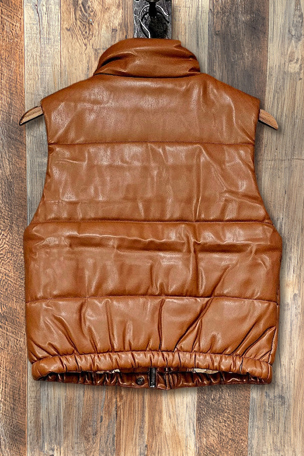 Vintage Western Quilted Faux Leather Vest