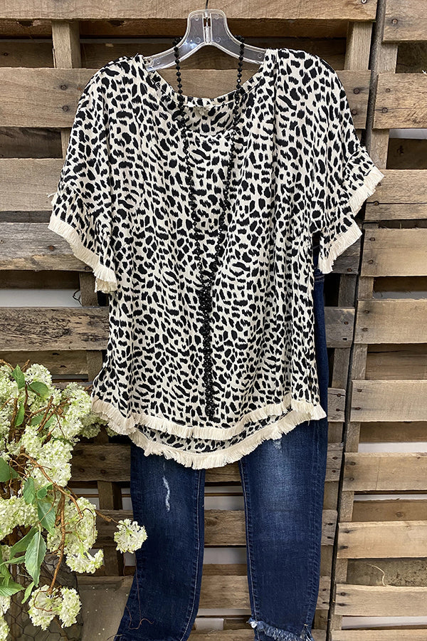 Casual Leopard Print Tassel T-shirt
