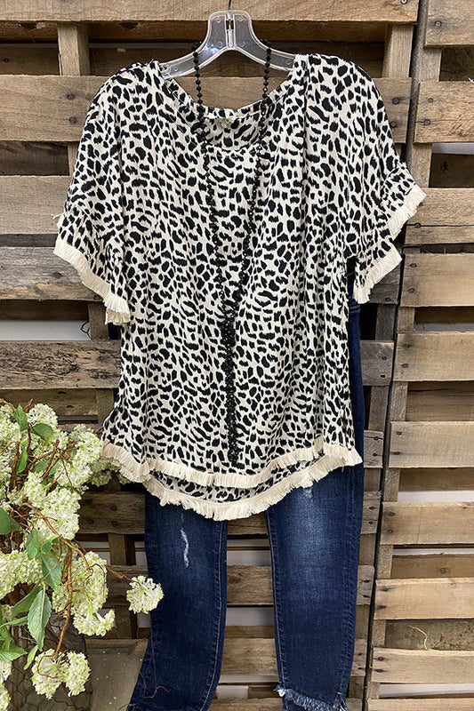 Casual Leopard Print Tassel T-shirt