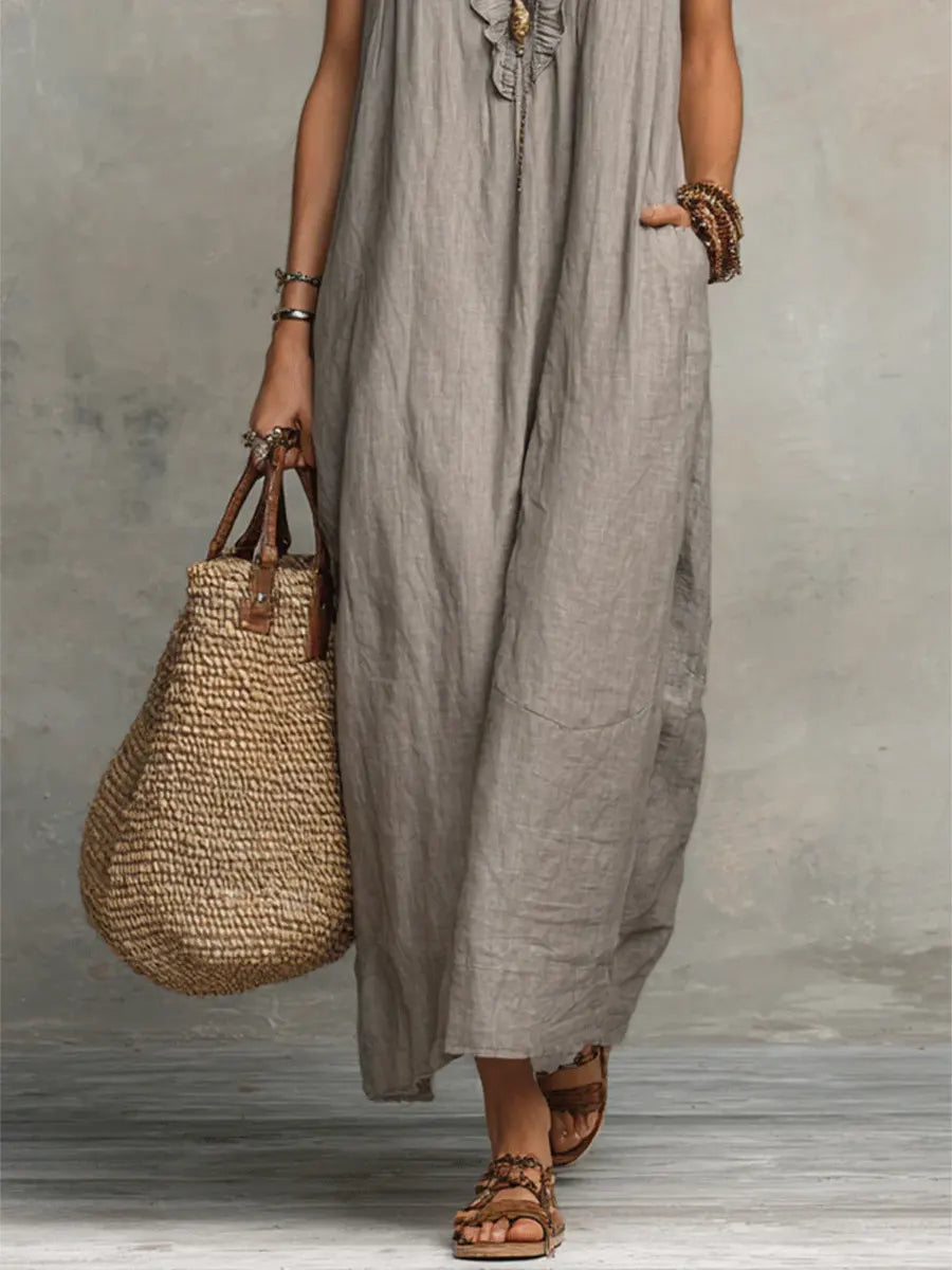 Women's Solid Color Ruffled Art Casual Fashion Cozy Dress